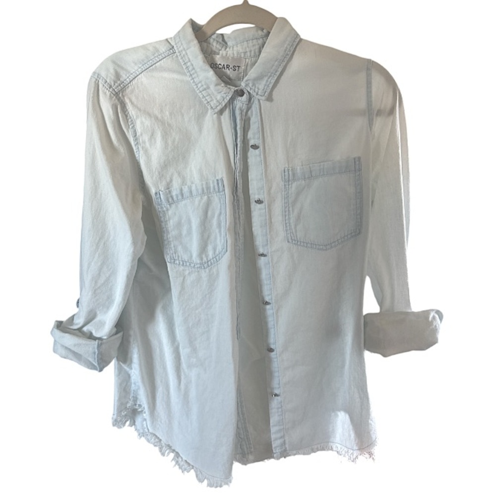 Denim long sleeve button up shirt medium OSCAR-ST